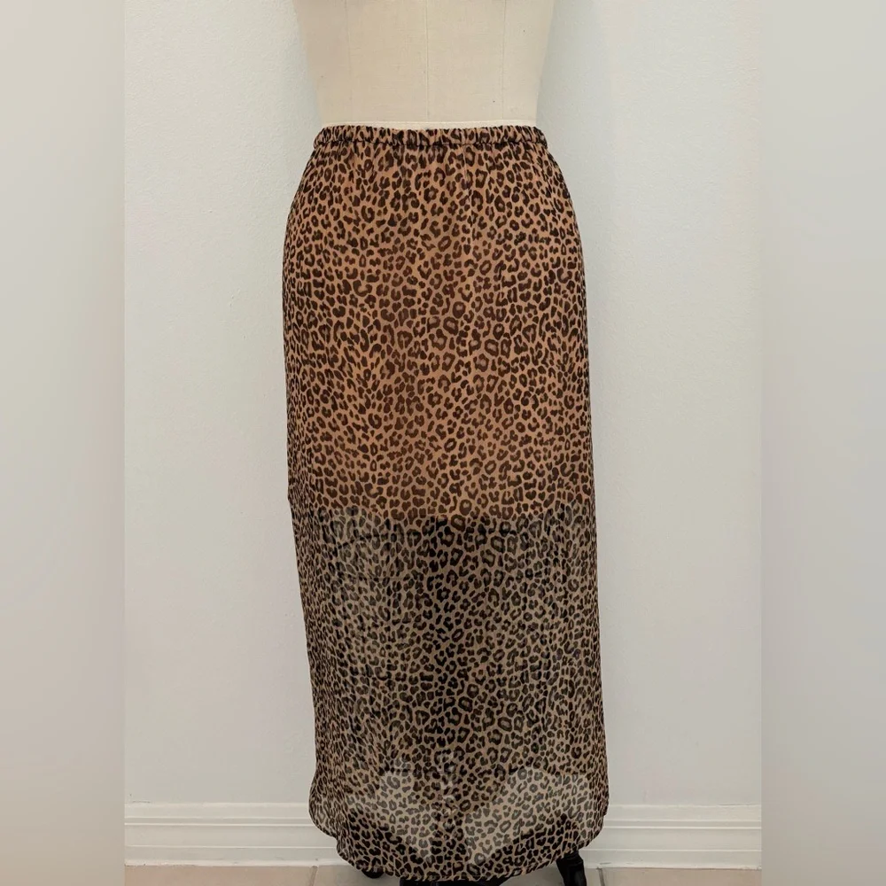 J Crew Gwyneth Slip Skirt NWT Leopard Crinkle Chiffon Pull-On L